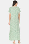 Coucou Maternity Woven Full Length Nightdress With Front Zipper And Discreet Feeding - Summer Green — thumbnail 3